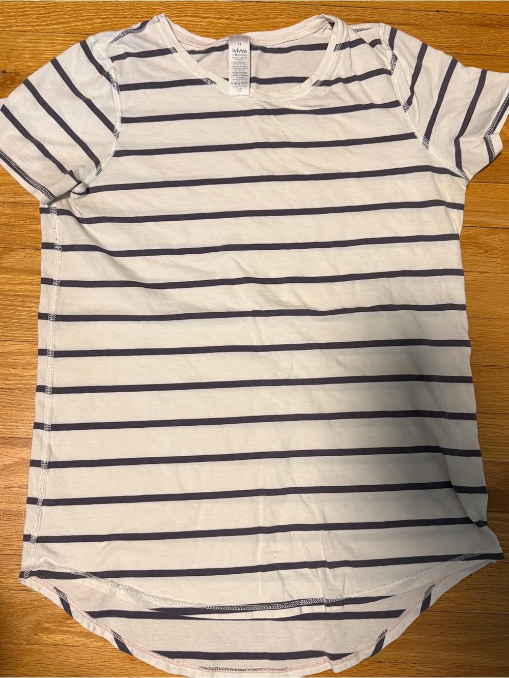 Ivivva Girls' White & Purple Stripe Short-Sleeve Tee